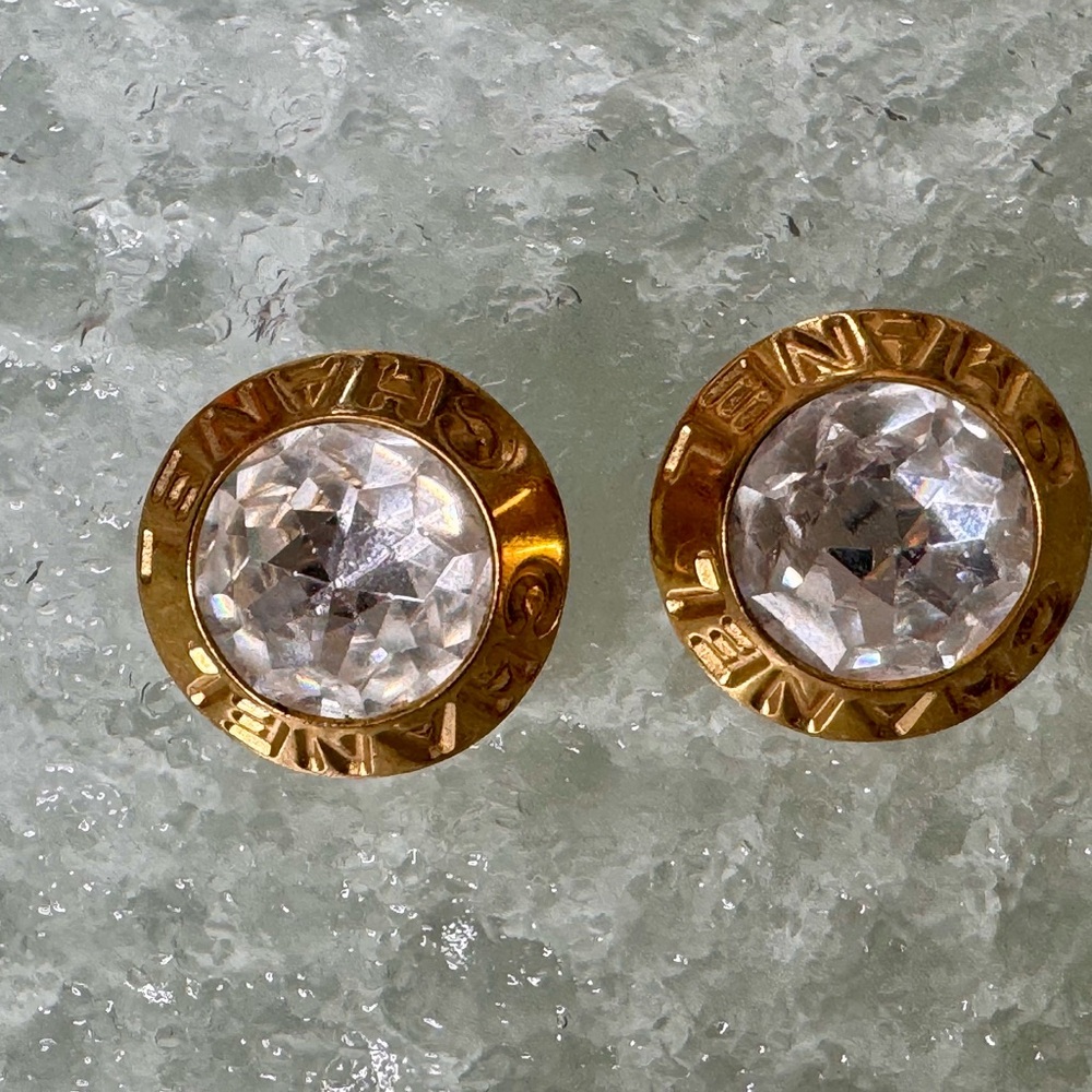 Authentic Chanel Gold and Silver Stud Earrings